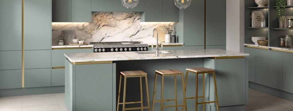 Sage green kitchen cupboard doors