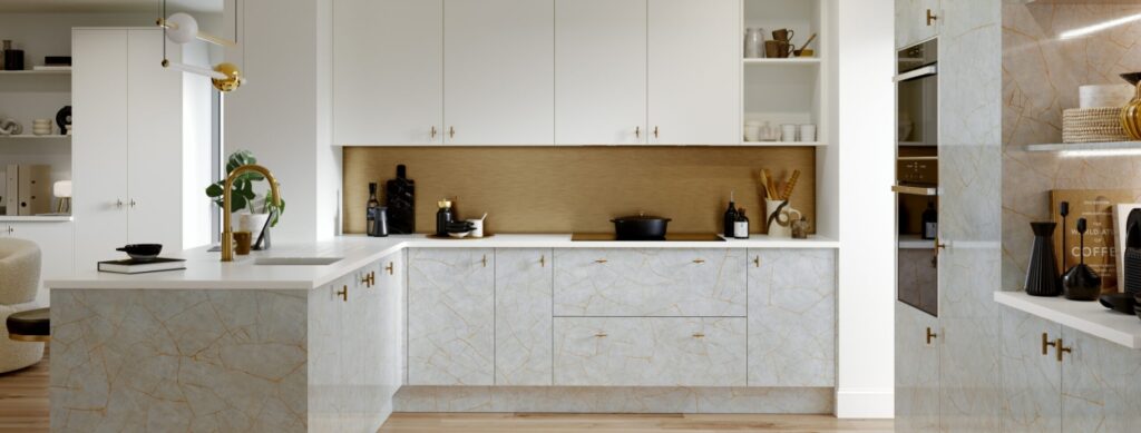 Zur Ultragloss Porcelain Gold Light Kitchen Doors