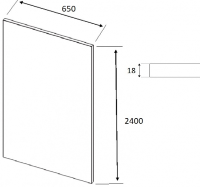 Fir Supergloss Graphite End Panel 2400mm h x 650mm w