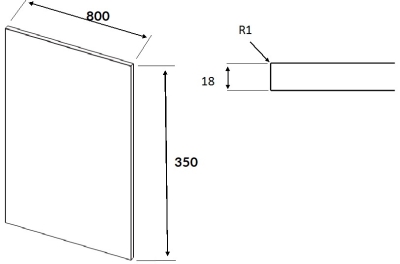J-Profile Matt White Square End Panel 800mm h x 350mm w