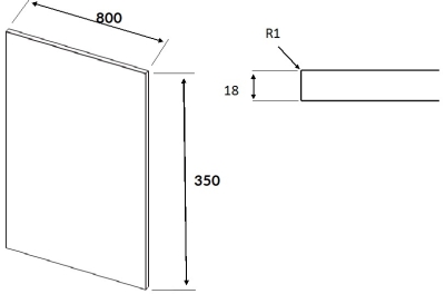 J-Profile Gloss White Square End Panel 800mm h x 350mm w