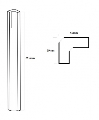 Oakgrain Shaker White Internal Corner Post 715mm h x 59mm x 59mm w