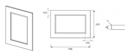 Cambridge High Gloss Light Grey 355mm h x 796mm w