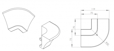 Cambridge Oak Real Wood Curved Cornice Block