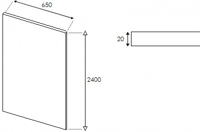 Cambridge Denim Veneer End Panel 2400 h x 650 w x 20mm th