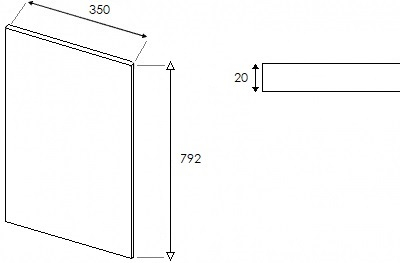 Cambridge Denim Veneer End Panel 792 h x 350 w x 20mm th