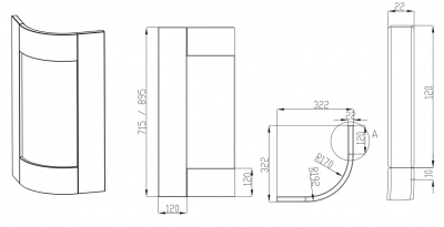 Cartmel Dust Grey Curved Door 715mm(external)