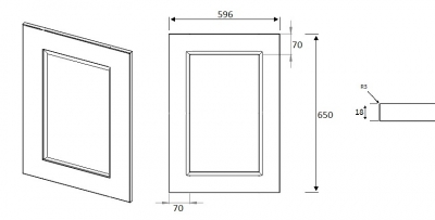 Richmond High Gloss Cream 650mm h x 596mm w