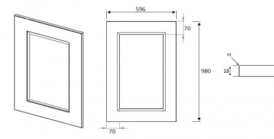 Richmond High Gloss Cashmere 980mm h x 596mm w