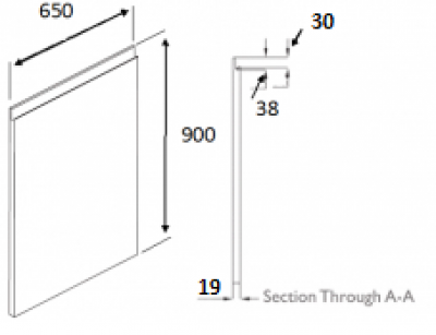 J-Profile Matt White J Profile End Panel 900mm h x 650mm w