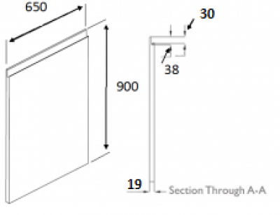 J-Profile Gloss Graphite J Profile End Panel 900mm h x 650mm w