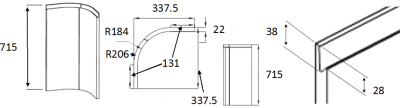 Lucente Custom Colour Internal Curved Base Door Set