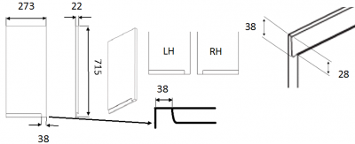 Lucente Painted White 715mm h x 273mm w (LH & RH set)