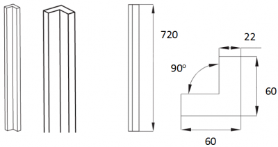 Luc Matt Fir Green Corner Post Slab 715mm H x 60mm x 60mm