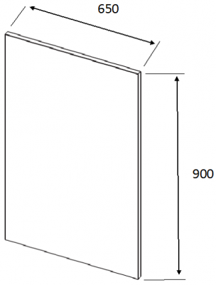 Luc Gloss Grey Base End Panel Slab 900h x 650w x 22mm th