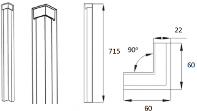 Lucente Painted Silver Grey   Corner Post Shaped