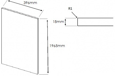 Viv Matt Dust Grey 1965mm h x 396mm w