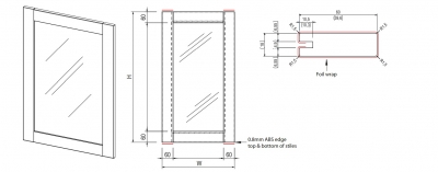 Stratto Skinny Shaker White 715mm h x 496mm w (Frame for glass)