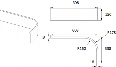 Luc Matt White Curved Plinth 150mm H x 608mm L