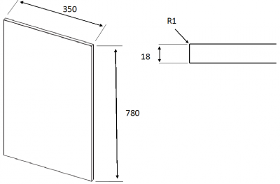 Viv High Gloss Grey Wall End Panel 792h x 350w x 18mm