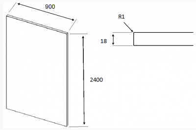 Viv Gloss Cashmere Island End Panel 2400h x 900w x 18mm th