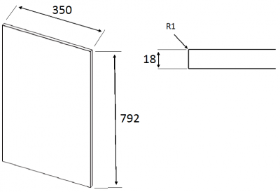 Stratto Skinny Shaker Dust Grey End Panel 792h x 350w x 18mm