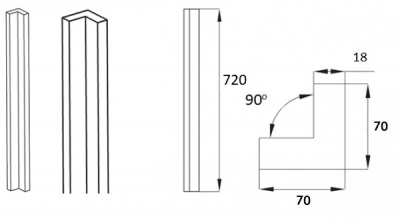 Stratto Skinny Shaker Dust Grey Internal Corner Post 720mm H x 70mm x 70mm