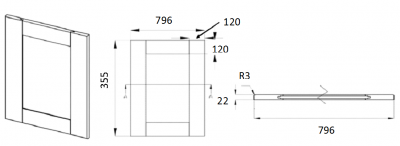 Oakgrain Shaker Graphite 355mm h x 796mm w