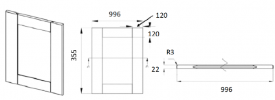 Oakgrain Shaker White 355mm h x 996mm w